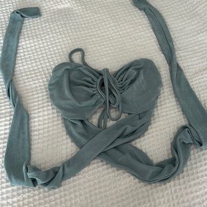 Blue cross body top, size S